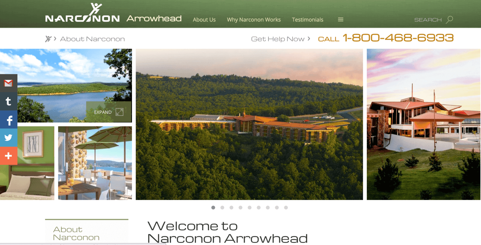 A screenshot from October shows a changed in the images shown by Narconon Arrowhead's website. (Screenshot)