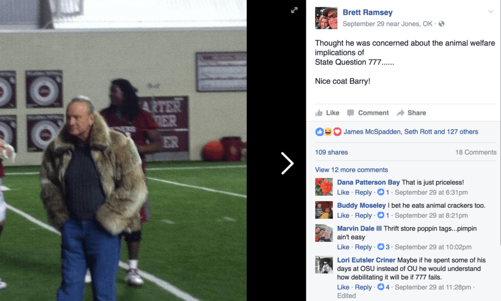Barry Switzer in a fur coat