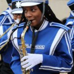 Millwood High School marching band saxophonist