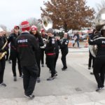 The Pride of Oklahoma marching band preparing for the parade.