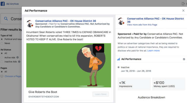 how to search all political ads on Facebook