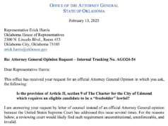 AG’s office: Property ownership requirement to hold Edmond office is unconstitutional Edmond property ownership requirement