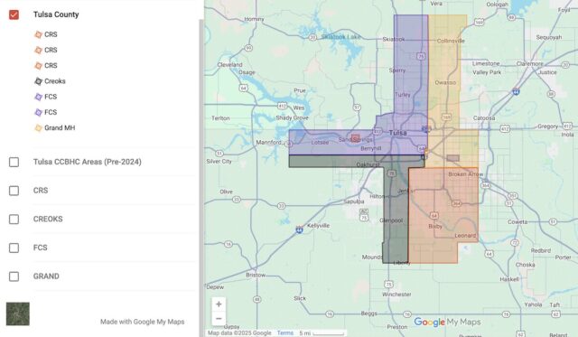 Tulsa County - CCBHC map 2024 Tulsa County mental health