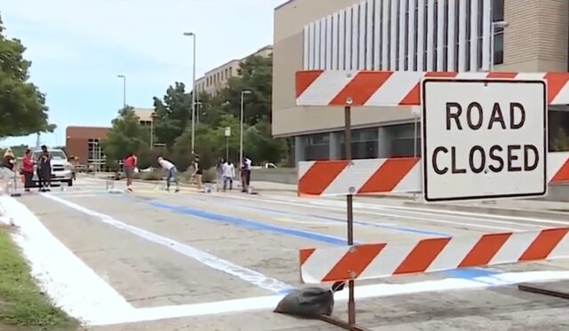 OKC 2020 street painting road closed screenshot Oklahoma riot law ruling